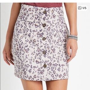 Maurices Leopard Print Button-Down Faux Suede A Line Mini Skirt